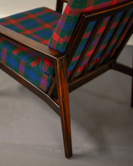 Image 1 of Coppia di poltrone Antimott di Wilhelm Knoll in noce e tartan