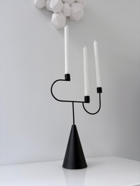 Ferm Living design candle holder black metal 3-armed (photo 8 of 10)