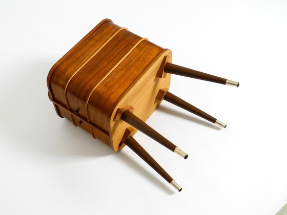 Image 1 of Beautiful original Mid Century sewing box with teak veneer and many compartments