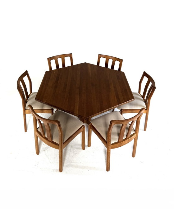 Image 1 of Tavolo da pranzo danese esagonale vintage, Dyrlund anni '70