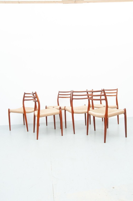 Image 1 of 6x Model 78 made of teak by Niels Otto Møller for J.L. Møller Møbelfabrik (1950s)