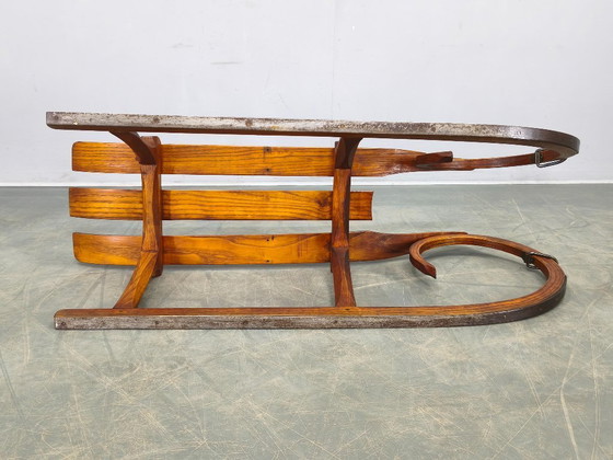 Image 1 of 1930s Czech Oak Art Deco Sled