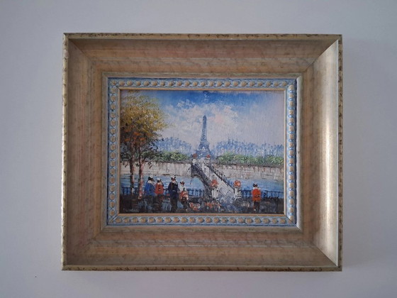 Image 1 of CAROLINE C. BURNETT | Figure/Torre Eiffel/Parigi | Dipinto originale ad olio su cartone