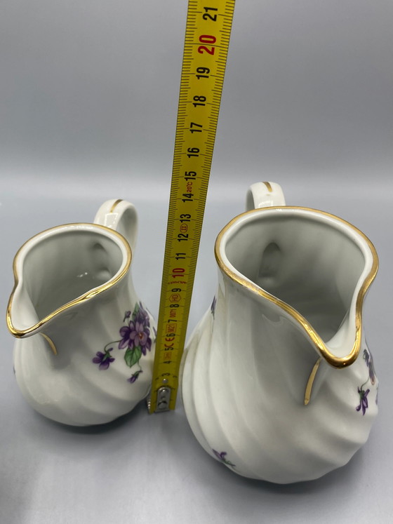 Service à café en porcelaine décoré de violettes et de dorures - Mazagrans – Vaisselle (photo 8 of 10)