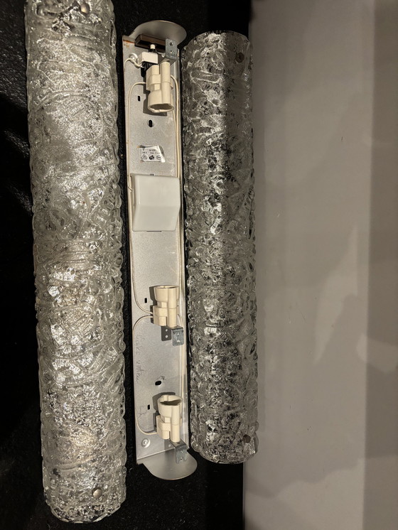 Image 1 of Ensemble de 2 très grandes appliques murales (verre dépoli vintage) Hans Popp (HP Leuchten)