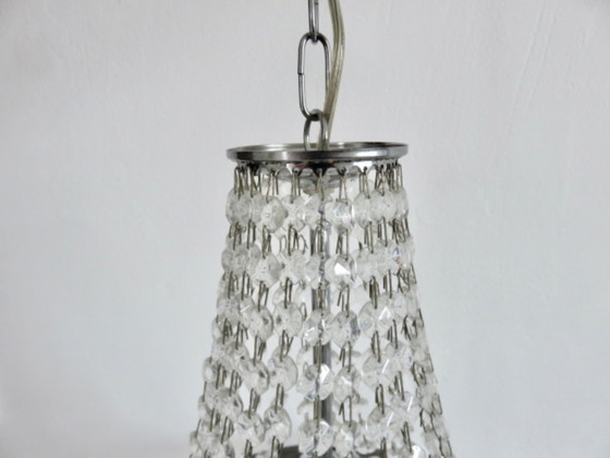 Image 1 of Lámpara de araña de globo aerostático con gotas de cristal