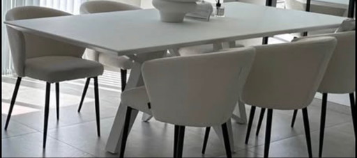 White dining table 220x100 - very good condition – eettafels, Glass (photo 2 of 5)