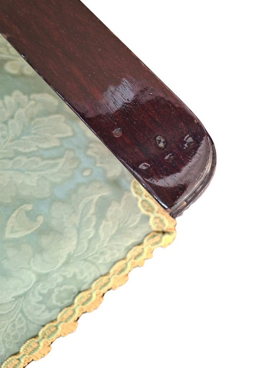 Image 1 of Coppia di Poltroncine Vintage Anni '70 in Mogano e Pregiata Seta di San Leucio