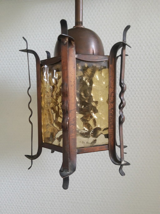 Art Deco Amsterdam School pagoda style pendant lamp, 20s-30s
