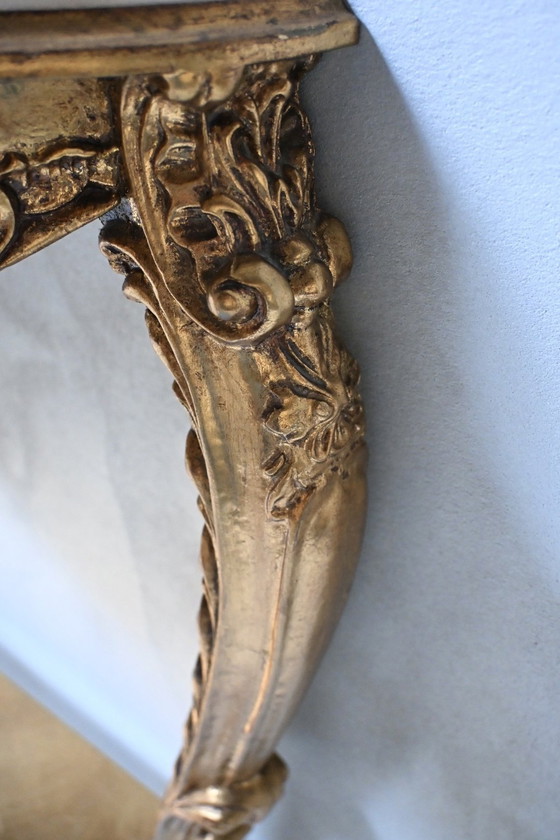 Image 1 of Wunderschöner Biscottini-Barockkonsolentisch mit Blattgold