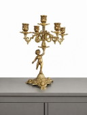 Candelabri barocchi in ottone massiccio, stile Luigi XV, con cherubini e putti