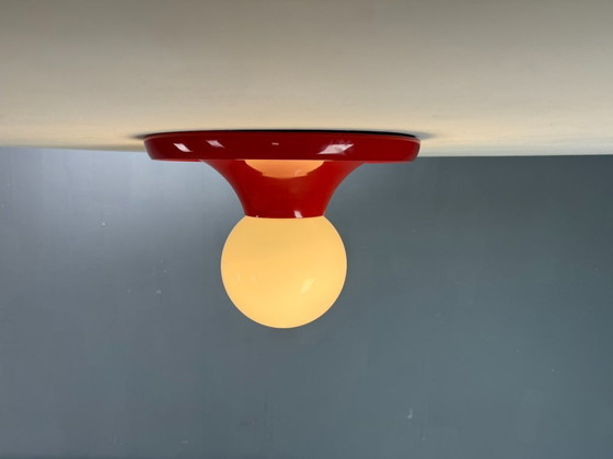 Image 1 of Lampada da parete o soffitto "Light Ball" in metallo rosso Castiglioni per Flos, Italia anni '70