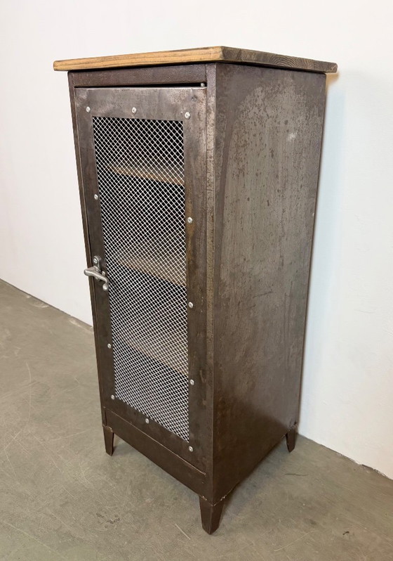 Image 1 of Industrial Iron Cabinet with Mesh Door, 1960s