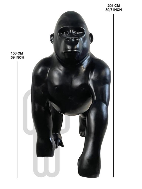 Image 1 of Fiberglas-Skulptur – Gorilla – Schwarz