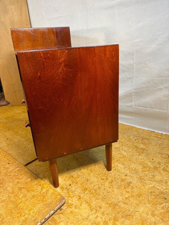 Image 1 of Mid Century Retro Teak Telephone Seat / Media Cabinet (Circa 1960)  A superb mid century vintage teak telephone seat dating from