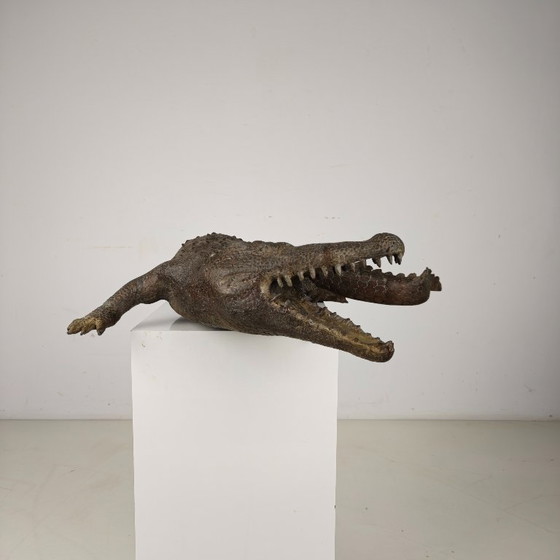 Image 1 of Monumental bronze crocodile sculpture from the 20th century