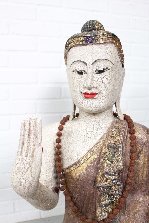 Bouddha du Mid Century dans la posture Abhaya Mudra, Birma, années 1950