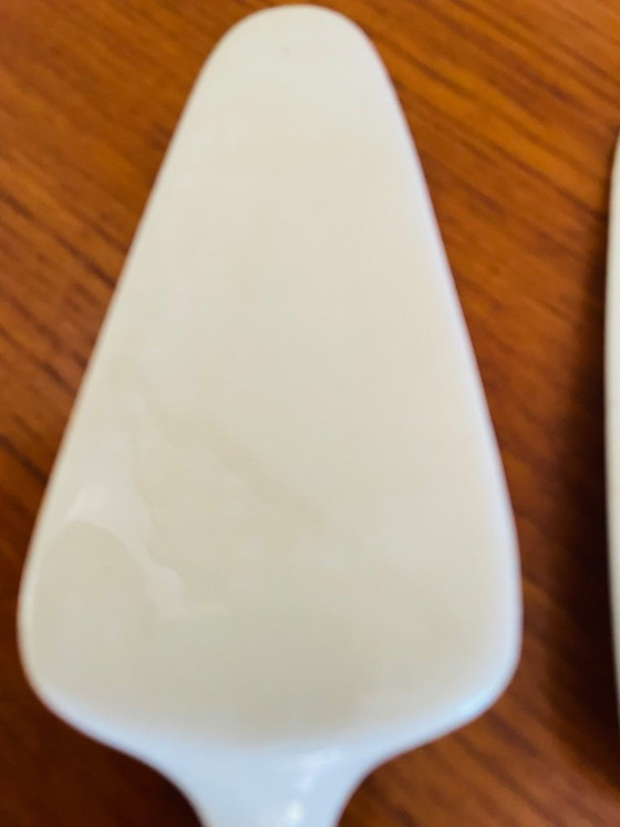 Image 1 of Plat à pâtisserie et pelles à gâteaux vintage en porcelaine de Gien, ensemble de 3