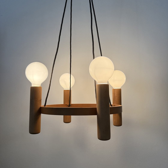 Image 1 of Vintage Domus Danish design hanging lamp chandelier , 1970s