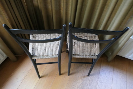 2 Design Gio Ponte Italië stoelen met 2 sporten aan zijkanten – Eetkamerstoelen, Textile (photo 5 of 10)