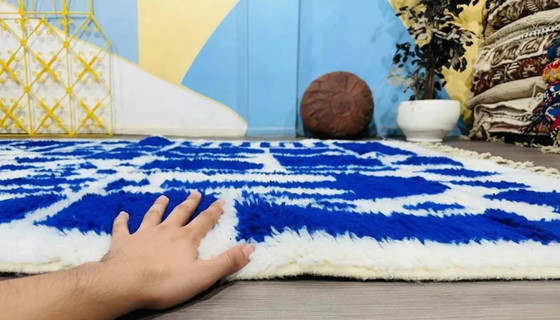 Tapis marocain tissé à la main, laine naturelle, 250cm x 150cm, décoration élégante. – Wool (photo 7 of 14)