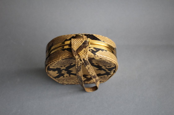 Image 1 of Seltene alte Handtasche Theatertasche Handgelenk mit Portemonnaie Schlangenleder