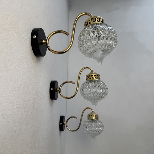 Lot 3 Antique Glass Wall Lights 1970 Vintage