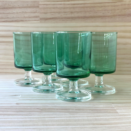 Ensemble vintage de 6 lunettes Luminarc Cavalier vert émeraude