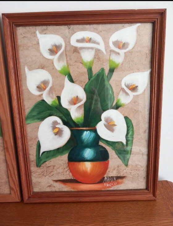 Image 1 of rare triptych of Mexican amateur art – signed Marín México