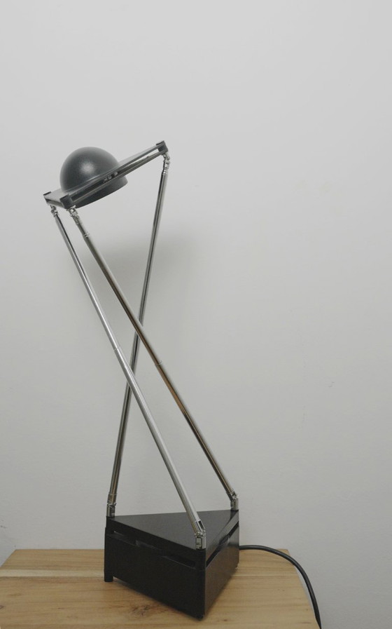 Image 1 of Lampada Kandido di Ferdinand Alexander Porsche per Luci Italia, lampada da tavolo alogena cromata anni '80