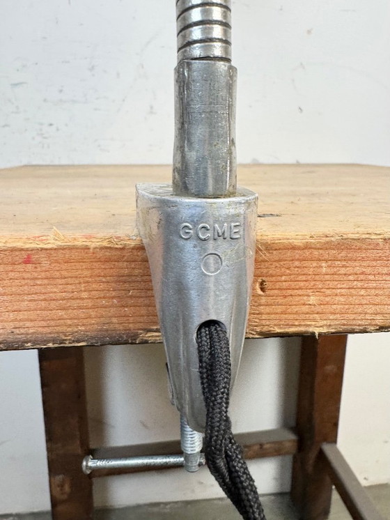 Image 1 of Lampada da tavolo vintage a collo di cigno grigia italiana di GCME, anni '50