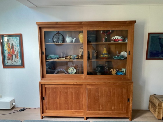 Image 1 of Teak display cabinet in two parts. Good condition!