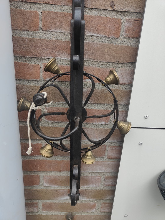 Image 1 of Campanello con ruota, campanello d'ingresso, campanello da parete con 6 campanelli in ottone