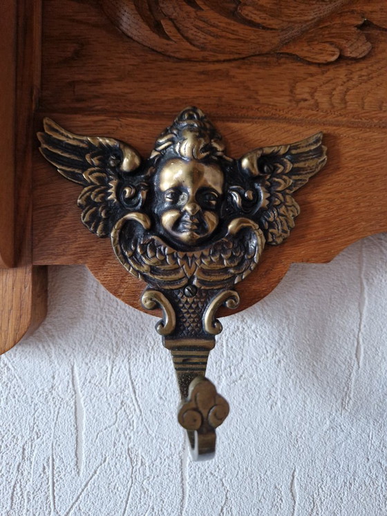 Image 1 of Porte-manteau mural vintage en bois, style français