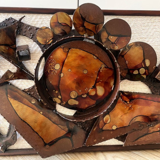 Image 1 of Henrik Horst Jaren 70 Brutalistische Metalen Wandsculptuur