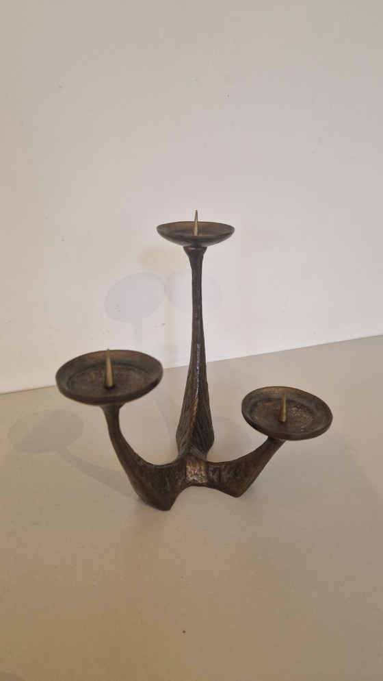Image 1 of Candeliere brutalista in bronzo 1970