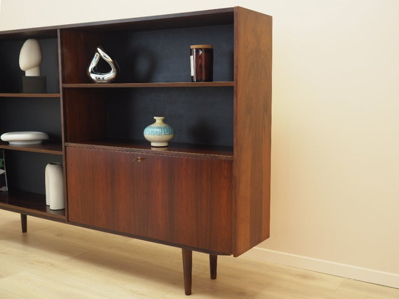Danish rosewood veneered bookcase with bar cabinet, Vemb Møbelfabrik, 1970s, High Boards, Black (photo 12 of 21)