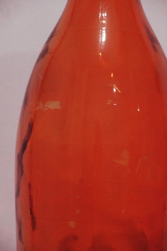Image 1 of XXL Amber Glass Art Vase - Mid-Century Modern