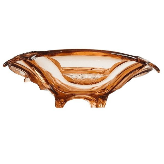 Image 1 of Vintage glass Walther Glas & Sons fruit bowl Sigrid Rosaline pink glass 1930s
