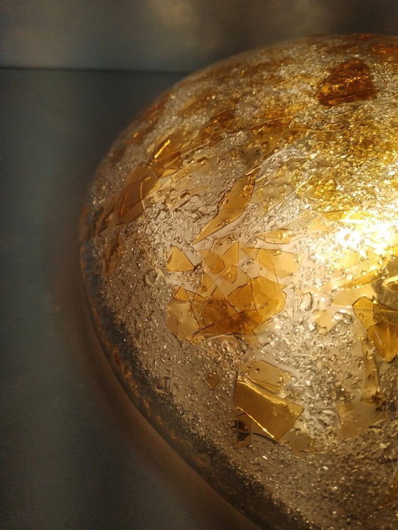 Image 1 of Rare Massive design 70s 'gold leaf' effect ceiling lamp (probably Murano glass).