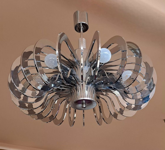 Pop Art / Space Age Lampe 60er Jahre, Deckenleuchten, Metall, Kunststoff, Silber (Foto 3 von 9)