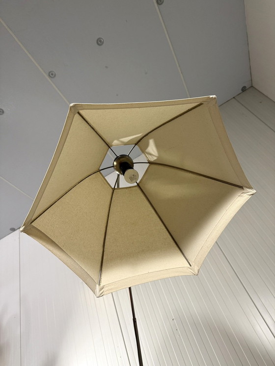 Image 1 of Fishing Rod Floor Lamp with Umbrella Lampshade 1970-80's