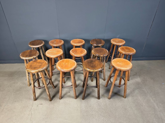 Image 1 of Sgabelli da bar brutalisti vintage, set di 14 - anni '60