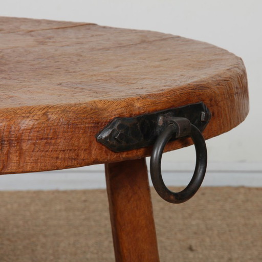Oak coffee table in the style of Jean Touret, 1950