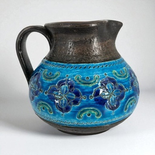 Bitossi Aldo Londi Rimini Blu Jug - Mid - Century Modern Italian Ceramic Pitcher