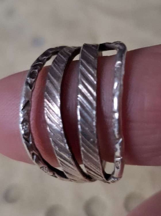 Image 1 of Moderne sterling zilveren ring, maat 64 (verstelbaar)