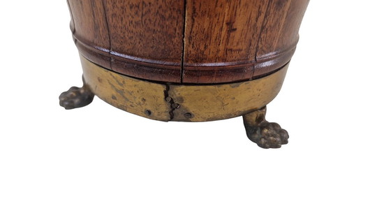 Image 1 of Antique Mahogany Jardinière Planter | Victorian Brass Cachepot, c.1850