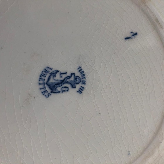 Image 1 of LG Clairefontaine ironstone porcelain soup plates, Violettes model