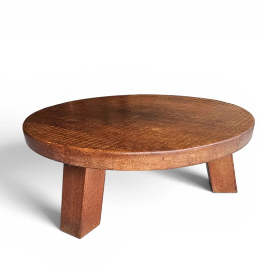 Tavolino da caffè brutalista in rovere / peso pesante 75 kg / anni '60