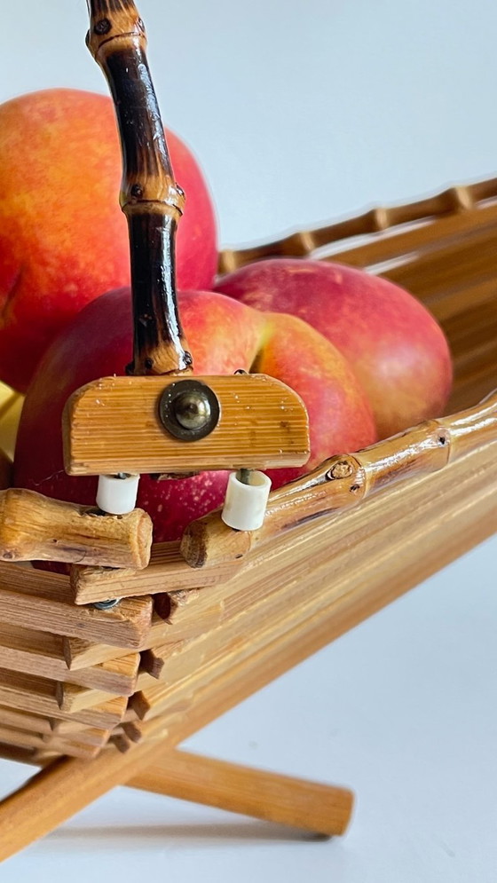 Image 1 of Vintage Wooden and Bamboo Fruit Bowl